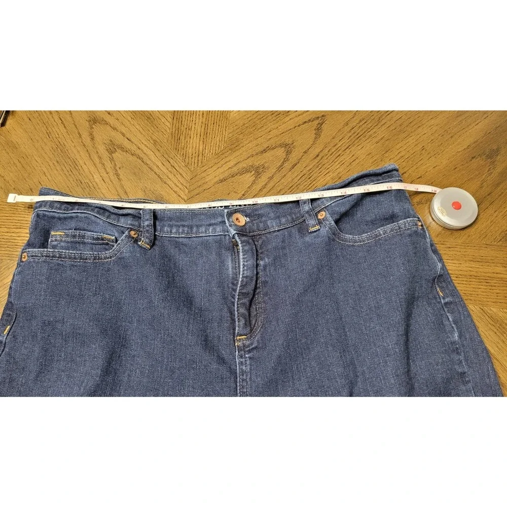 Lands' End Fit 3 Straight Leg Jeans Womens 14 Petite Dark Wash Denim Blue